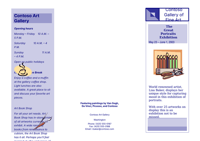 Page 1 of a sample Publisher brochure, shown as a PDF